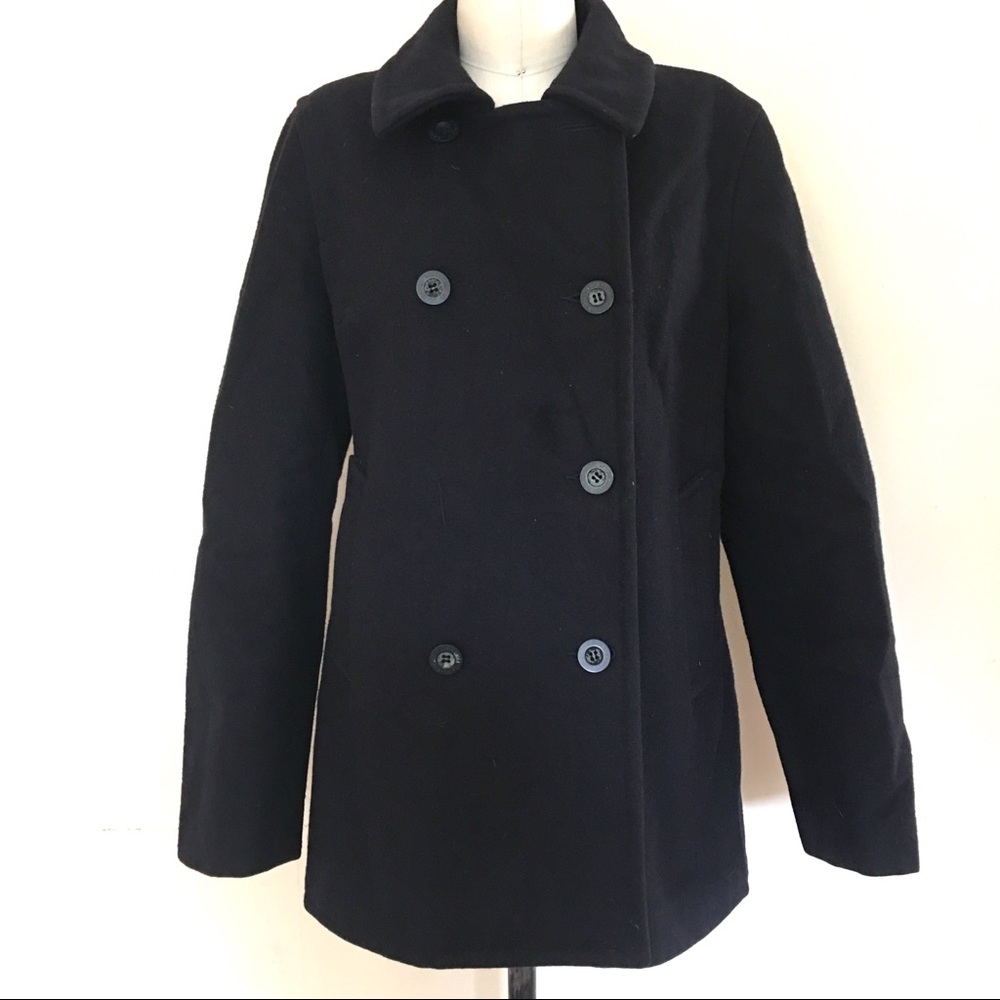 POLO RALPH LAUREN Classic Navy Wool Pea Coat Large
